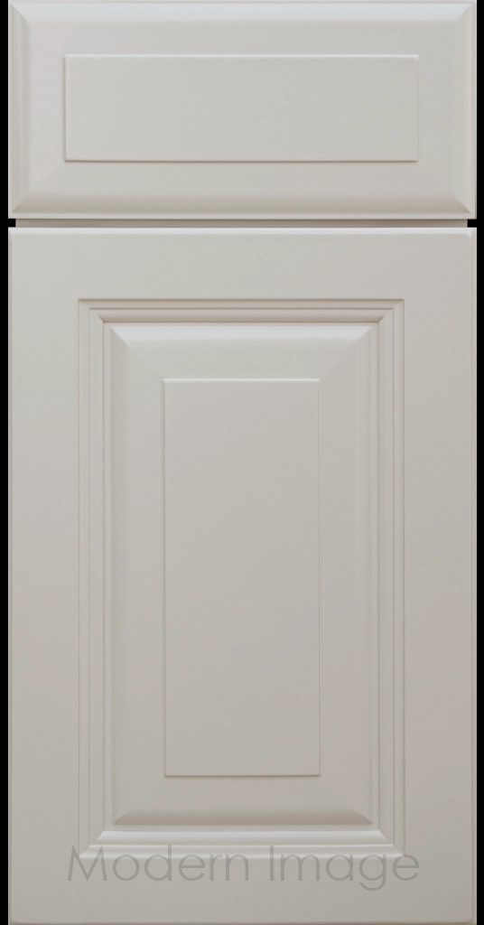 Durango raised panel cabinet door in a Gray color featuring a stepped molded frame.